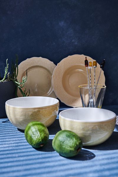 KANCAEV Lace Collection Salad Bowl, 16cm. Yellow Sold as a Set of 2