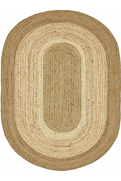 kilim home Boho 977 Jüt Hasır Etnik Desenli Oval Jüt Örme Doğal Hasır Natural...