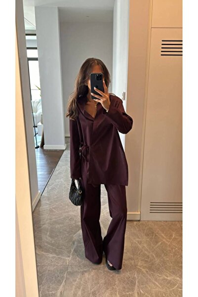 My Blog Halley Purple Shirt and Trousers Set - Side Tie