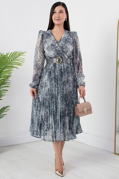 PULLIMM Rochie din șifon cu două piepte cu centură - GRS3286