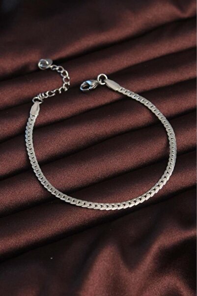 Neiçin Men's - Casual Style Twisted Flat Silver Steel Bracelet