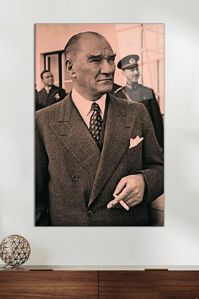 Vosevu Носталгична картина на стъкло с Ататюрк, модерен декор за дома и офиса, подаръчна декорация за стена, нечупливо стъкло