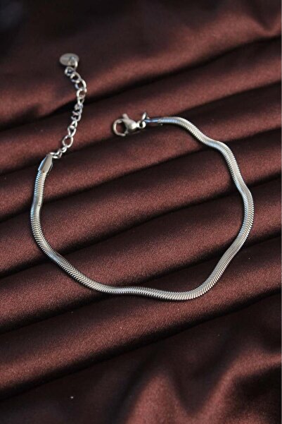 Neiçin Men's Bracelet - Casual Style, Silver Steel Snake Chain