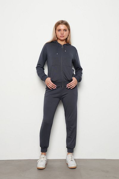 İKLİM LİFE Anthracite Hooded Bottom-Top Set - Modal Zipper