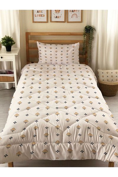 Evmila Single Quilted Quilt - Double Sided Patterned Sleeping Set Without Lump