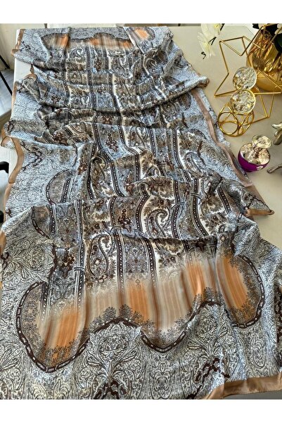 Oxygen Scarfs New Season Imported Ethnic Pattern Voile Silk Shawl - Mustard