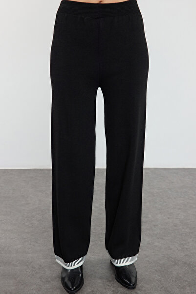 Edit by Trendyol Wide Fit Black Knitwear Set - Pants and Top Set Tedaw25Au00003