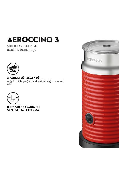 Nespresso Aeroccino 3 Red Milk Foaming Machine