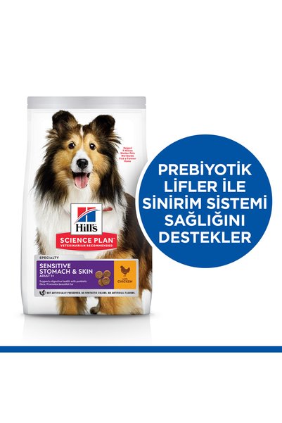Hill's SCIENCE PLAN Mide ve Deri Hassasiyeti Tavuklu Orta ve Büyük Irk Yetişkin Köpek Maması 2.5 Kg