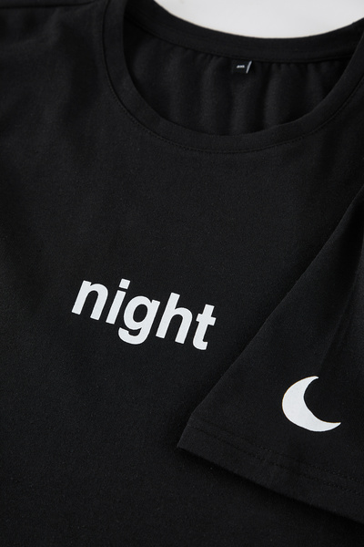 Trendyol Collection Plus Size Men's Pajama Set - Black Regular Fit, Printed TMNAW25AI00001