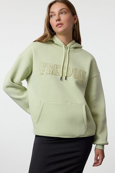 Trendyol Collection Mint Hooded Fleece Oversize Sweatshirt - Thick Inside Twoaw25Sw00212