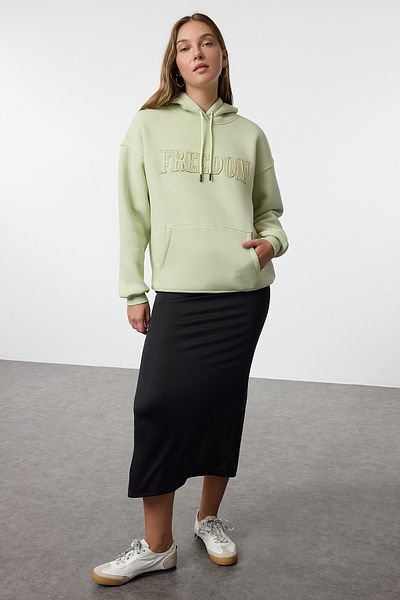Trendyol Collection Mint Hooded Fleece Oversize Sweatshirt - Thick Inside Twoaw25Sw00212
