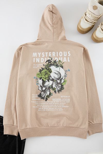 Trendyol Collection Fleecová oversize mikina s květinovým potiskem - Tmnaw23sw00020