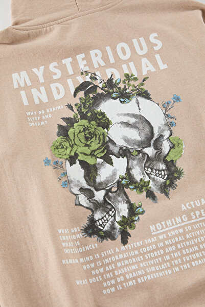 Trendyol Collection Φούτερ με φλοράλ στάμπα με κουκούλα fleece oversize - Tmnaw23sw00020