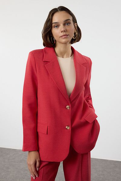 Trendyol Collection Kurtka marynarka Polyviscon Red - Twoaw23Bc00132
