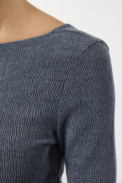 Trendyol Collection Mini rochie tricotată Indigo - Croială dreaptă și spate decoltat TWOAW25EL00460