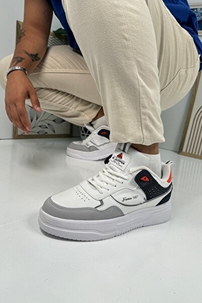 Allyup Pantofi de sport alb pentru bărbați, ocazional, cu șireturi, cu talpă ...