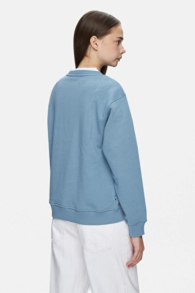 UCLA Sunniva - Blue Embroidered Crew Neck Women's Sweatshirt, Loose Fit