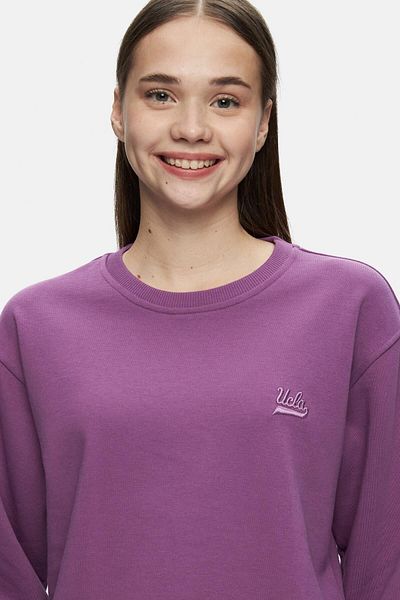 UCLA Sunniva - Purple Embroidered Crew Neck Women's Sweatshirt, Loose Fit