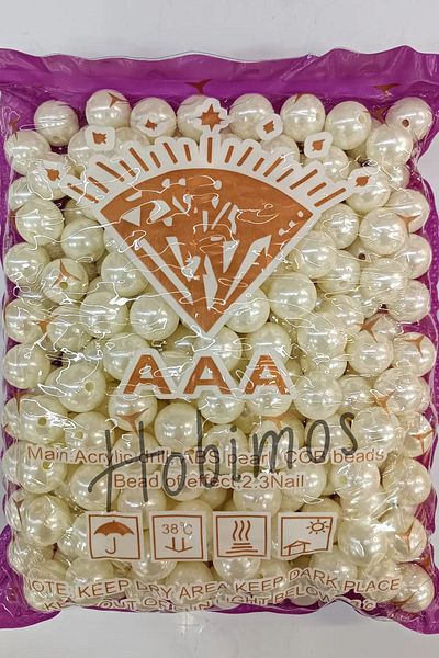 Hobimos 500 Pieces 16mm Cream Pearl Beads - a Quality Plastic, Jewelry and Bag Making Beads
