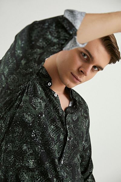 Twn Πουκάμισο Slim Fit Green 100% Viscose