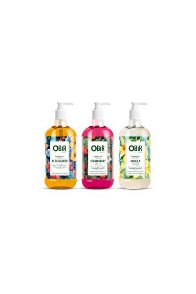 OBİR NATÜREL Obir Naturel 3'lü Duş Jeli Seti - Çilek, Vanilya ve Afro Garden (3x500 ML)