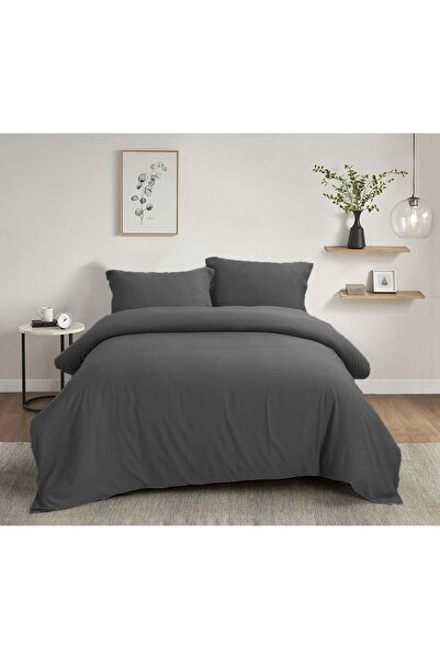 LİNDOA طقم غطاء لحاف كبير الحجم بلون أنثراسايت 200 × 200