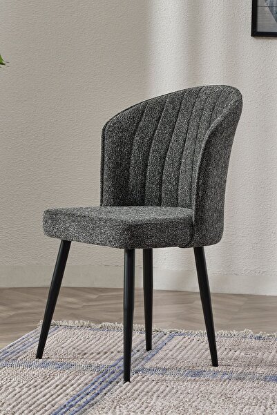 MYMASSA Rubi Sandalye - Mense Antrasit - Metal Siyah Ayak - Salon Sandalyesi ...