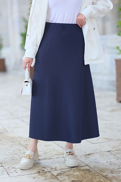 LOCCO Navy Blue Scuba Φούστα - Ελαστική μέση