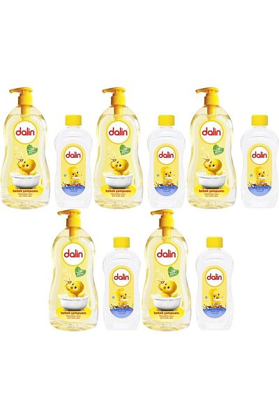 Dalin Classic Baby Shampoo - 700ml with Pump + 100ml Comfortable and Happy Baby Oil (Set of 5)