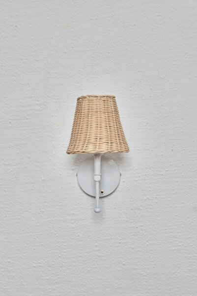 Maison Avf Rattan Beyaz Kablosuz Pilli Ledli Duvar Aydınlatması Aplik