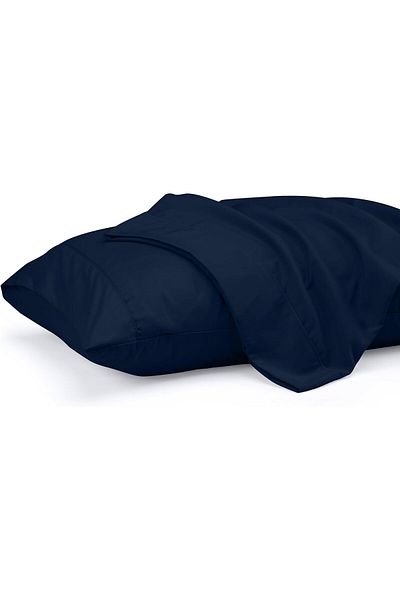 İzgi Concept Navy Blue Single Natural Cotton Pillow - 100% Cotton, Hidden Zipper, 50X70 cm (Single)