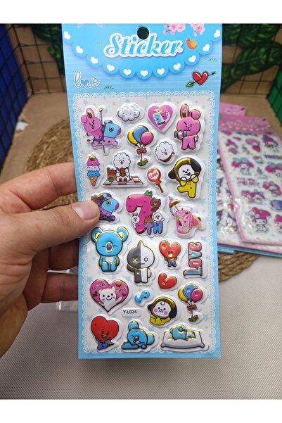 Meyra Accessories BTS21 și prietenii săi - Autocolant 3D și hârtie de colorat, cadou drăguț pentru elevi