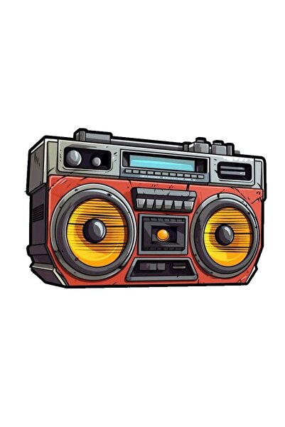 MegaSticker ملصق راديو ملون كلاسيكي مقاس 13 × 10 سم - سيارة، دراجة نارية، خوذ...