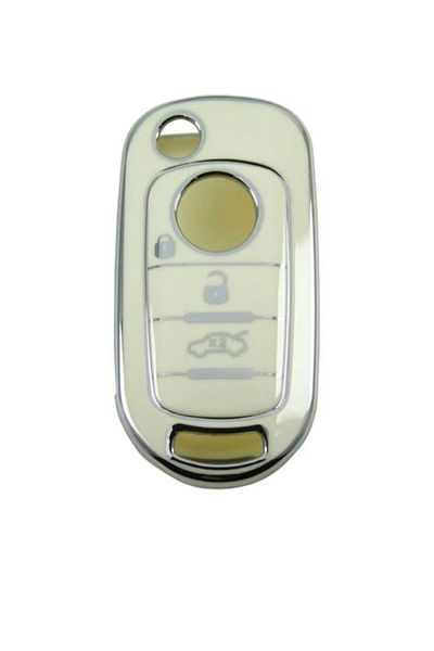 GMA KEYS Fiat Egea 3 Button Nano Key Case - White Silver Silver, 1Stci Quality