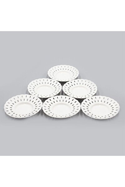 DURA PORSELEN DANTEL MOTİFLİ BEYAZ 6LI ÇAY TABAĞI