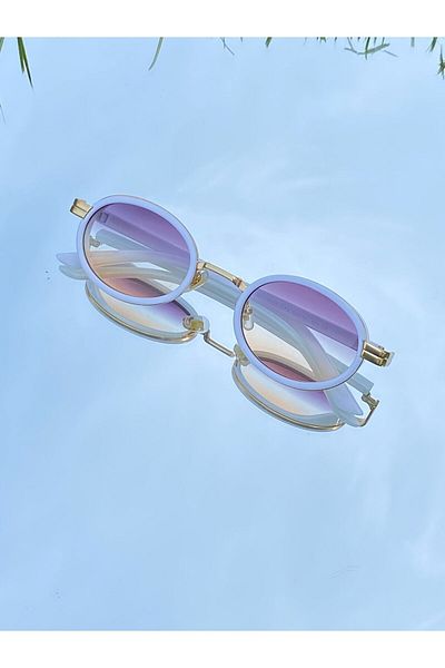 MİSE Unisex Oval Metal Sunglasses