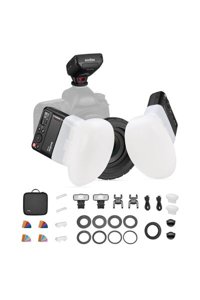 Godox MF12 K2 Makro Flaş Difüzörlü İkili Set + XPRO-N TTL Nikon Tetikleyici