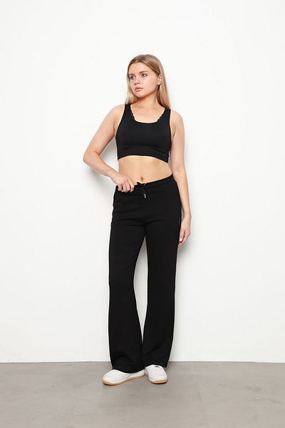 İKLİM LİFE Black Modal Loose Pants - Elastic Waist and Pockets
