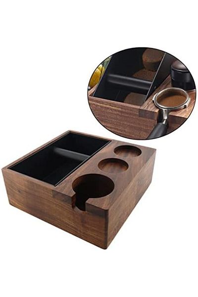 MIBRU Coffee espresso knock box and tamping base wooden 25x25x9.5cm