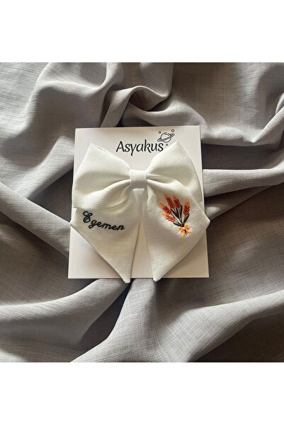 asyakuş الاسم والبرتقالي زهرة الخزامى المطرزة القوس التلقائي مشبك