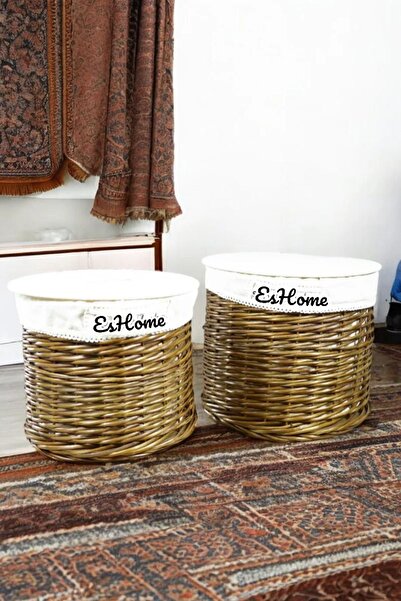 es home collection 2'li Kapaklı Meyvelik Deterjanlık Genel Amaçlı Hasır Kutu