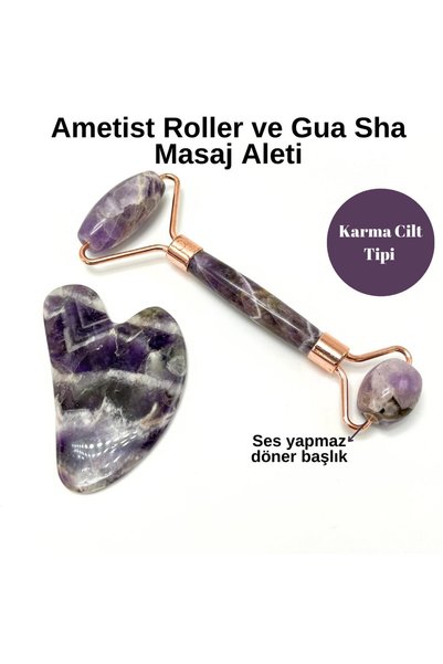 YILDIZ DOĞAL TAŞ Sertifikalı Ametist 1. Sınıf Kalite Roller ve Gua Sha Doğal ...