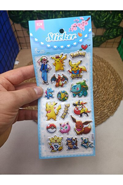 Meyra Accessories Pokemon Pikachu și prietenii săi - Autocolant 3D și hârtie de colorat, cadou drăguț pentru elevi