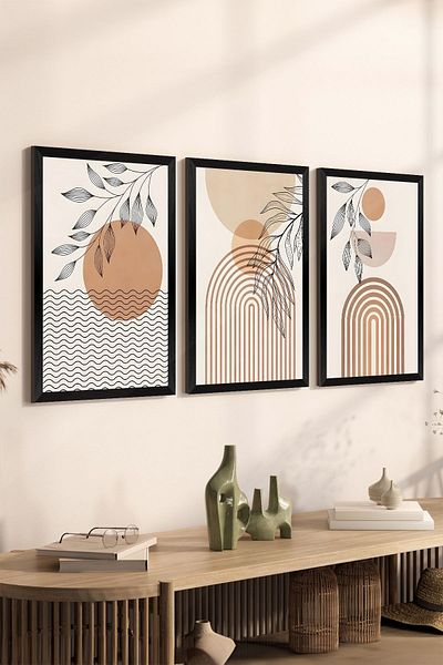 Artavessa Set de masă MDF cu aspect de cadru negru din 3 piese - Set 31