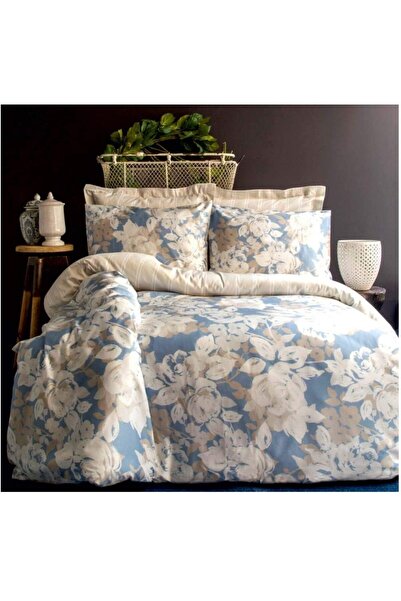 İssimo إيسيمو ديكو روز 210TC - طقم غطاء لحاف مزدوج من الساتان القطني قطعة واحدة