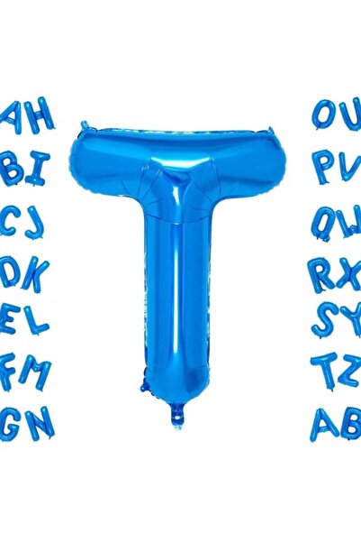PARTİ AŞKI Mavi Harf Folyo Balon 16 Inç 35 Cm & Küçük Boy Doğum Günü Parti Ba...