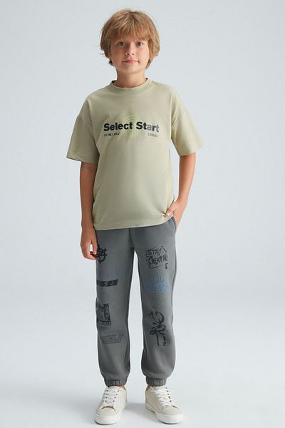 GRIMELANGE Kawika Jungen-Jogginghose aus Baumwolle und Polyester in Khaki