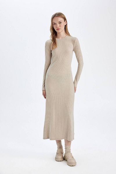 DeFacto Crew nyakú, hosszú ujjú Maxi Bodycon ruha - D3373ax24wn