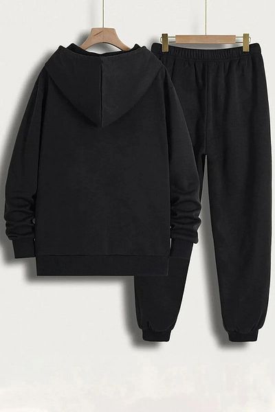 PENTHİLUS Los Angeles Printed Oversize Black Sweatshirt and Sweatpants Set